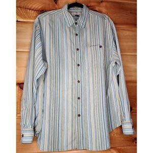 Tommy Bahama Men's Striped 100% Silk Button Down Long Sleeve Shirt Size L
